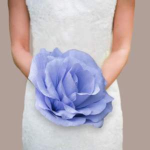Bouquet de mariée rose géante en papier crépon violet fait main