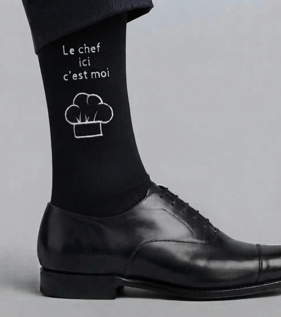 chaussettes-personnalisees-homme-chef-cuisto paire de chaussettes personnalisees homme fantaisie chef cuisto